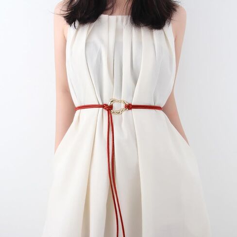 Knotted Waist Belt for Women Skinny Belts Thin PU Leather Belt for Dresses in Kuwait