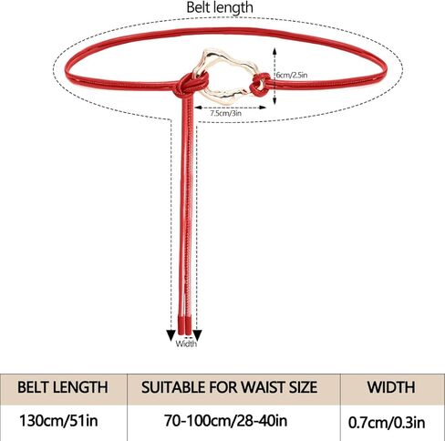 Knotted Waist Belt for Women Skinny Belts Thin PU Leather Belt for Dresses in Kuwait