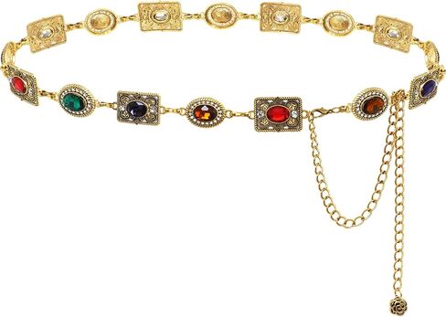 حزام سلسلة Concho الغربي للنساء من الزجاج الماسي وسلسلة الخصر وحجر الراين وأحزمة معدنية للفستان in Kuwait