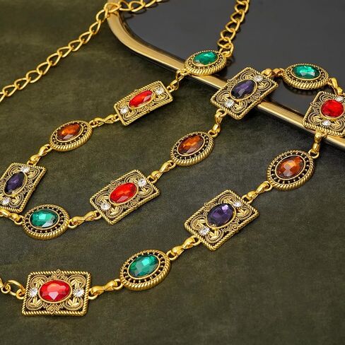 حزام سلسلة Concho الغربي للنساء من الزجاج الماسي وسلسلة الخصر وحجر الراين وأحزمة معدنية للفستان in Kuwait