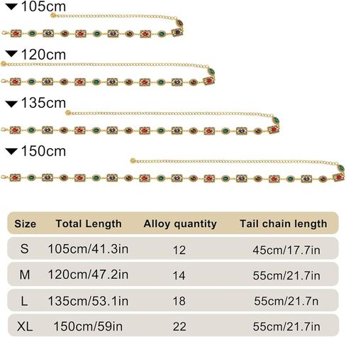 حزام سلسلة Concho الغربي للنساء من الزجاج الماسي وسلسلة الخصر وحجر الراين وأحزمة معدنية للفستان in Kuwait