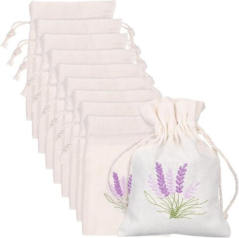 Veemoon 10pcs Lavender Cotton Cloth Bags Natura Lavender Sachets Empty Aromatherapy Bags with Drawstring, Can Refillable for Spice, Dry Flower, Aromatic Plants (5.5 * 3.93 Inch) (S) in Saudi Arabia