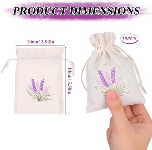Veemoon 10pcs Lavender Cotton Cloth Bags Natura Lavender Sachets Empty Aromatherapy Bags with Drawstring, Can Refillable for Spice, Dry Flower, Aromatic Plants (5.5 * 3.93 Inch) (S) in Saudi Arabia