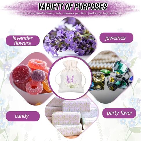 Veemoon 10pcs Lavender Cotton Cloth Bags Natura Lavender Sachets Empty Aromatherapy Bags with Drawstring, Can Refillable for Spice, Dry Flower, Aromatic Plants (5.5 * 3.93 Inch) (S) in Saudi Arabia