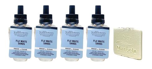 Bath & Body Works Fiji White Sands - 4 Pack Of Wallflowers Home Fragrance Refill with a Marbela Natural Oats Sample Soap. in Saudi Arabia