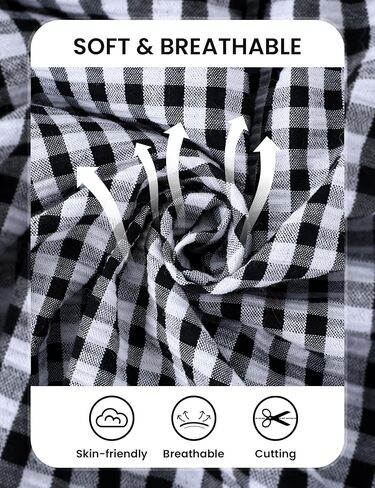 Wyeysyt Womens Gingham Pajamas Set 2 Piece Pj Sets Ruffle Babydoll Shirt and Plaid Shorts(Black-XL) in Kuwait