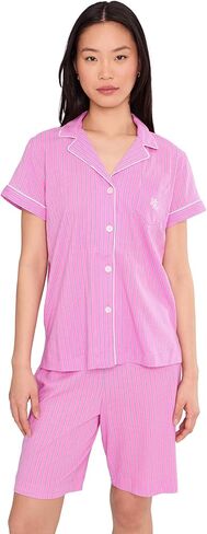 Lauren Ralph Lauren Womens Knit Short Sleeve Notch Collar Bermuda Pj Set in Saudi Arabia