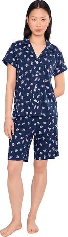 Lauren Ralph Lauren Womens Knit Short Sleeve Notch Collar Bermuda Pj Set in Saudi Arabia