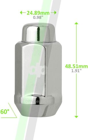 DPAccessories 20 Chrome 14x1.5 Closed End XL Bulge Acorn Lug Nuts - Cone Seat - 22mm Hex D3618-2305/20 in Saudi Arabia