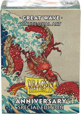 أكمام Dragon Shield - إصدار خاص غير لامع مزدوج الفن: Great Wave - 100CT أكمام بطاقات مزدوجة غير لامعة - متوافقة مع Magic The Gathering وPokemon وYugioh TCG & LCG - محمل علوي in Kuwait