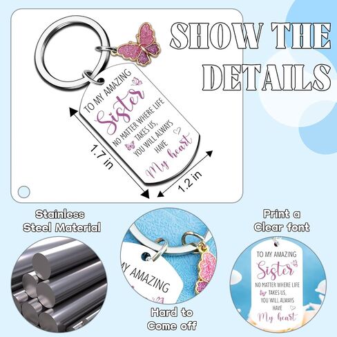 Sisters Gifts from Sister Birthday Gifts Sister Gift for Women from Brother Big Middle Little Sisters Keychain Christmas Valentines Day Galentines Day Graduation Gift for Her Friends Bestie in Saudi Arabia