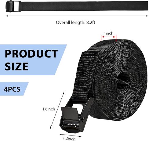 4 PCS Tie Down Straps, 8.2'×1" Heavy Duty Secure Straps with Adjustable Cam Buckles, Easy Pull Release Lashing Strap for Motorcycle Truck Trailer Canoe Cargo Luggage in Saudi Arabia