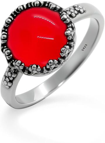 Simple Cherry blossom Single Crystal Quartz Gemstone S925 Sterling Silver Ring For Women,Retro Antique Vintage Boho Bohemain Statement Jewelry in Kuwait