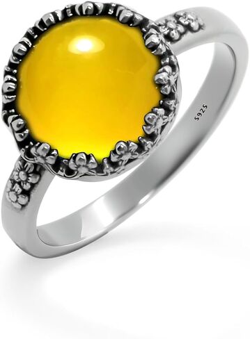 Simple Cherry blossom Single Crystal Quartz Gemstone S925 Sterling Silver Ring For Women,Retro Antique Vintage Boho Bohemain Statement Jewelry in Saudi Arabia