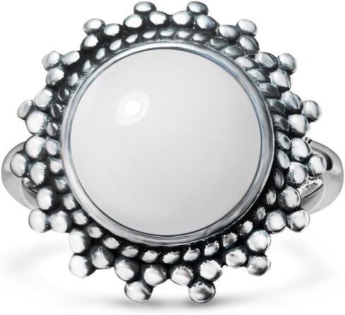 Sterling Silver Round Crystal Ring, Natural Sunflower Stone Sun Jewelry, Retro Style Women's Ring, S925 in Saudi Arabia