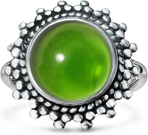 Sterling Silver Round Crystal Ring, Natural Sunflower Stone Sun Jewelry, Retro Style Women's Ring, S925 in Saudi Arabia