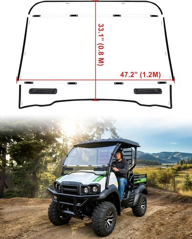 SAUTVS Full Windshield for Kawasaki Mule SX 2017+, Clear Dustproof Durable Hard Coat PC Vented Front Full Windshield for Kawasaki Mule SX SE XC LE FE 2017-2026 Accessories in Saudi Arabia