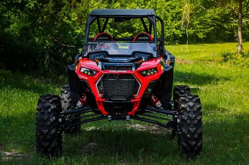 SuperATV Half Windshield for 2021+ Polaris RZR Trail 900 Sport/S 900 / S 1000 / Premium/Ultimate | Clear Standard Polycarbonate Construction 250X Stronger Than Glass | Made in USA in Saudi Arabia