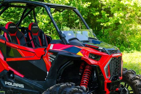 SuperATV Half Windshield for 2021+ Polaris RZR Trail 900 Sport/S 900 / S 1000 / Premium/Ultimate | Clear Standard Polycarbonate Construction 250X Stronger Than Glass | Made in USA in Saudi Arabia