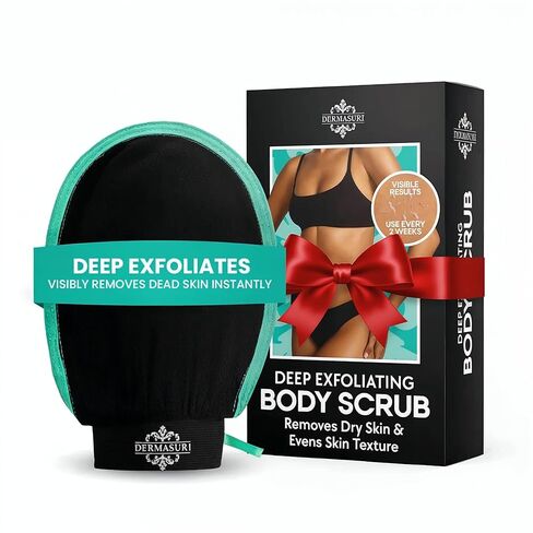 Dermasuri - قفاز تقشير عميق للاستحمام - قفازات تنظيف الجسم - مقشر منظف البشرة الكوري - علاج تلميع الجلد الميت - مزيل فرك التقرن البيلاريس - (عبوتان) in Kuwait