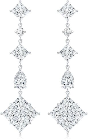 Certified Moissanite Dangling Earrings in Silver, D-Vs1 Quality, Moissanite Bridal Earrings - Unique Gift For Women in Saudi Arabia