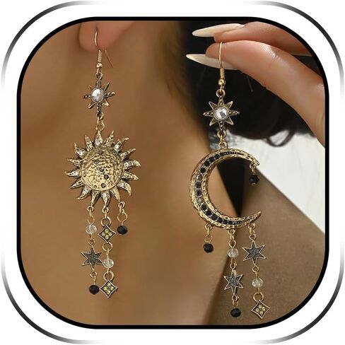 Moon Earrings Sun and Moon Earrings for Women Gold Star Celestial Witchy Earring Dangle Renaissance Star Sun Moons Magic Jewelry Accessories Trendy Jewelry Gifts in Saudi Arabia