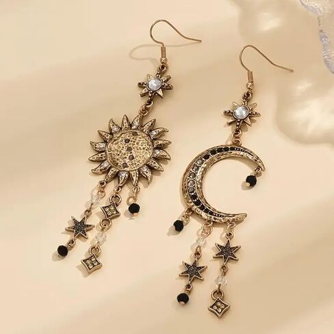 Moon Earrings Sun and Moon Earrings for Women Gold Star Celestial Witchy Earring Dangle Renaissance Star Sun Moons Magic Jewelry Accessories Trendy Jewelry Gifts in Saudi Arabia
