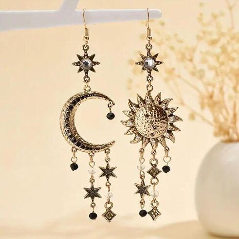 Moon Earrings Sun and Moon Earrings for Women Gold Star Celestial Witchy Earring Dangle Renaissance Star Sun Moons Magic Jewelry Accessories Trendy Jewelry Gifts in Saudi Arabia