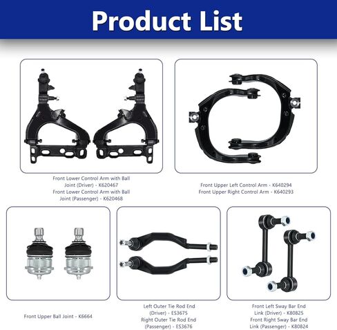 Control Arm, Replacement For Front Upper Lower Control Arm With Ball Joint Sway Bar Outer Tie Rod Compatible With 2004-2007 Chevrolet Trailblazer Gmc Envoy Buick Rainier- 10 Pcs in Saudi Arabia