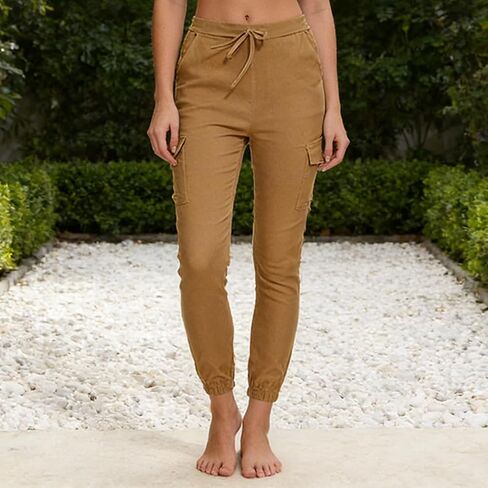 Elegant Casual Elastic Waist Tether Pants Loose Comfortable Polyester Women Pants in Saudi Arabia