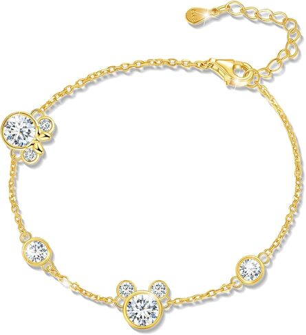 سوار الفأر من الفضة الاسترليني للمراهقات، سوار لطيف من الزركونيا المكعب الذهبي المتلألئ، أساور ساحرة قابلة للتعديل، هدايا مجوهرات رائعة لابنة حفيدة ابنة أخت in Kuwait