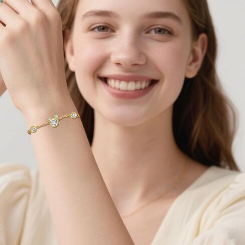 سوار الفأر من الفضة الاسترليني للمراهقات، سوار لطيف من الزركونيا المكعب الذهبي المتلألئ، أساور ساحرة قابلة للتعديل، هدايا مجوهرات رائعة لابنة حفيدة ابنة أخت in Kuwait