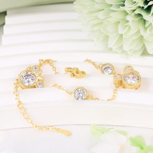 سوار الفأر من الفضة الاسترليني للمراهقات، سوار لطيف من الزركونيا المكعب الذهبي المتلألئ، أساور ساحرة قابلة للتعديل، هدايا مجوهرات رائعة لابنة حفيدة ابنة أخت in Kuwait