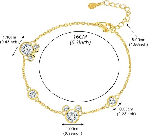 سوار الفأر من الفضة الاسترليني للمراهقات، سوار لطيف من الزركونيا المكعب الذهبي المتلألئ، أساور ساحرة قابلة للتعديل، هدايا مجوهرات رائعة لابنة حفيدة ابنة أخت in Kuwait