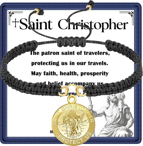 Saint Christopher Bracelet for Women Men, St Christopher Jewelry, Religious Christian Protection Jewelry Catholic Gifts for Confirmation/Birthday/Christmas/Family Members/Friends in Saudi Arabia