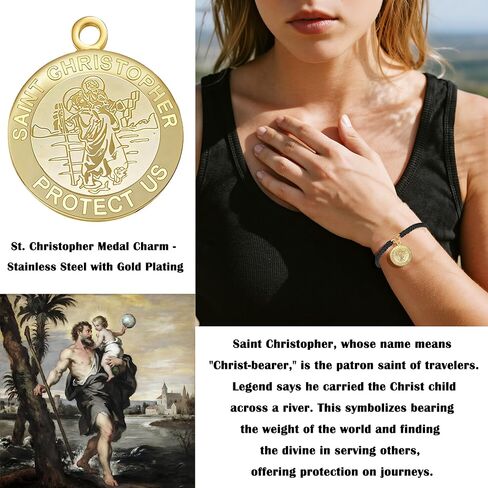 Saint Christopher Bracelet for Women Men, St Christopher Jewelry, Religious Christian Protection Jewelry Catholic Gifts for Confirmation/Birthday/Christmas/Family Members/Friends in Saudi Arabia