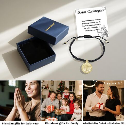 Saint Christopher Bracelet for Women Men, St Christopher Jewelry, Religious Christian Protection Jewelry Catholic Gifts for Confirmation/Birthday/Christmas/Family Members/Friends in Saudi Arabia