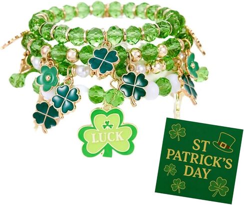 72ore St Patrick Bracelets Four Leaf Bracelet Green Shamrock Bracelet Lucky Saint Patricks Day Outfits for Women in Kuwait