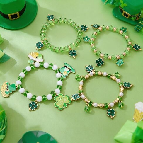 72ore St Patrick Bracelets Four Leaf Bracelet Green Shamrock Bracelet Lucky Saint Patricks Day Outfits for Women in Kuwait