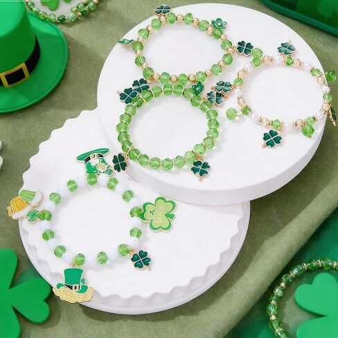 72ore St Patrick Bracelets Four Leaf Bracelet Green Shamrock Bracelet Lucky Saint Patricks Day Outfits for Women in Kuwait
