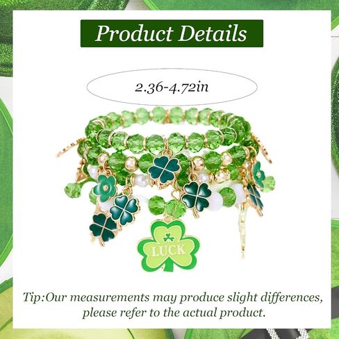 72ore St Patrick Bracelets Four Leaf Bracelet Green Shamrock Bracelet Lucky Saint Patricks Day Outfits for Women in Kuwait