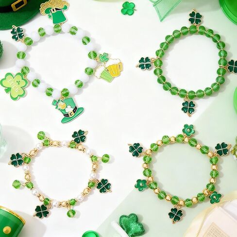 72ore St Patrick Bracelets Four Leaf Bracelet Green Shamrock Bracelet Lucky Saint Patricks Day Outfits for Women in Kuwait