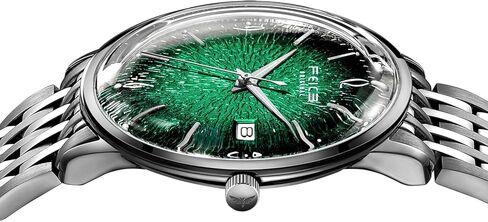 FEICE Mens Vintage Watches Luminous Automatic Silver Stainless Steel Watch Green Dial Mechanical Wristwatch Waterproof Business Dress Watch for Men FM221NEW in Kuwait