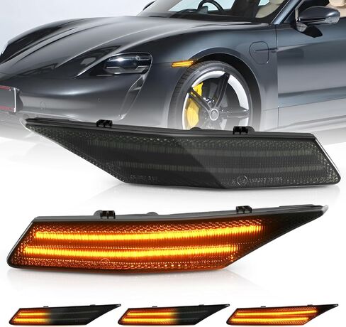 litzland LED Side Marker Lights Sequential Amber Compatible with Porsche Taycan Sedan 2020-up Front Bumper LED Turn Signal Indicator Blinker Lamps in Kuwait