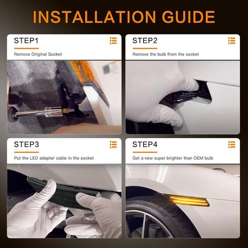 litzland LED Side Marker Lights Sequential Amber Compatible with Porsche Taycan Sedan 2020-up Front Bumper LED Turn Signal Indicator Blinker Lamps in Kuwait