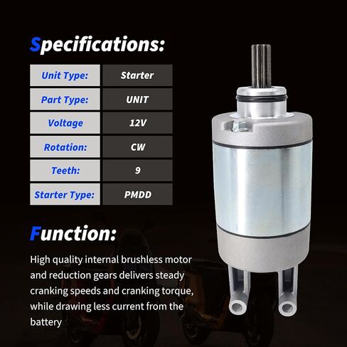 Starter Motor Assembly Compatible with Suzuki ATV DRZ400 LT-Z400 LTZ 400 Quadsport Z400 Kawasaki KFX400 KLX400R KSF400 Arctic Cat DVX 2003 2004 2005 2006 2007 2008 2009 Replace# 3445-033 31100-29F00 in Saudi Arabia