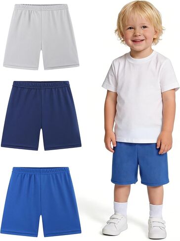 3 Pack Toddler Shorts Boys Basketball Shorts Athletic Soccer Short Baby Boy Stretch Breathable Pants Size 2-5T in Kuwait