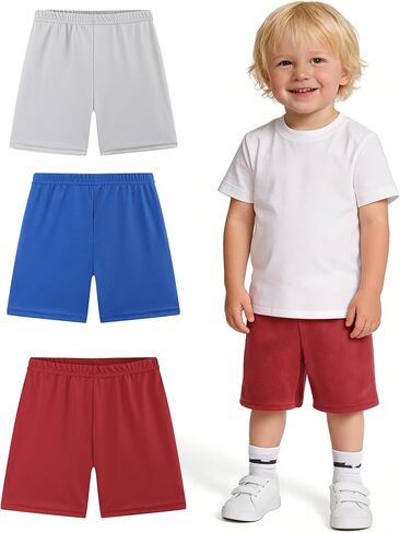 3 Pack Toddler Shorts Boys Basketball Shorts Athletic Soccer Short Baby Boy Stretch Breathable Pants Size 2-5T in Kuwait