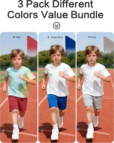 3 Pack Toddler Shorts Boys Basketball Shorts Athletic Soccer Short Baby Boy Stretch Breathable Pants Size 2-5T in Kuwait