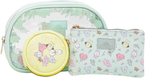 انطباعات فانيتي BT21 3-PC. مجموعة حقائب مكياج تحتوي على أكياس كبيرة ومتوسطة وصغيرة، منظمة للمكياج مع جيب داخلي منزلق، مادة PVC شفافة، حقيبة مستحضرات تجميل للسفر لمستلزمات المرأة اليومية in Kuwait